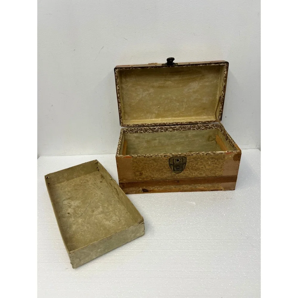 Wood Dollhouse Steamer Trunk Miniature Antique Storage Box Chest SALESMAN SAMPLE